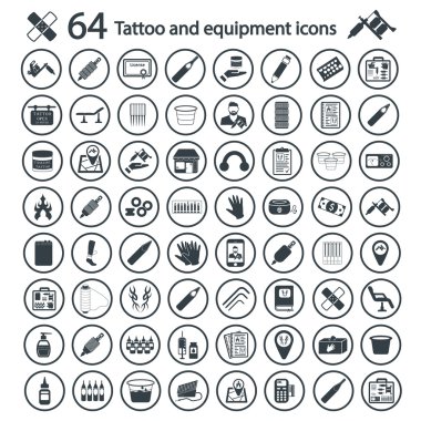 Tattoo studio Icon set