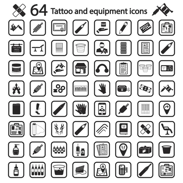 Tattoo Stúdió ikon készlet — Stock Vector