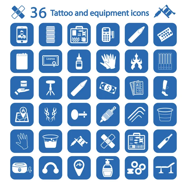 Tattoo studio icon set — Stock Vector