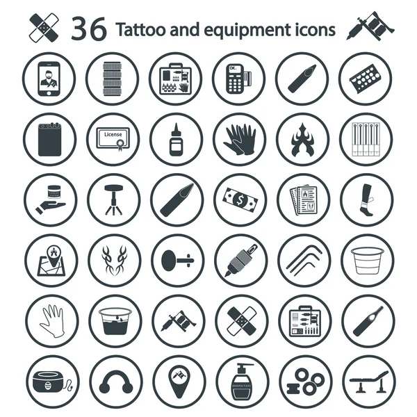 Set di icone studio tatuaggio — Vettoriale Stock