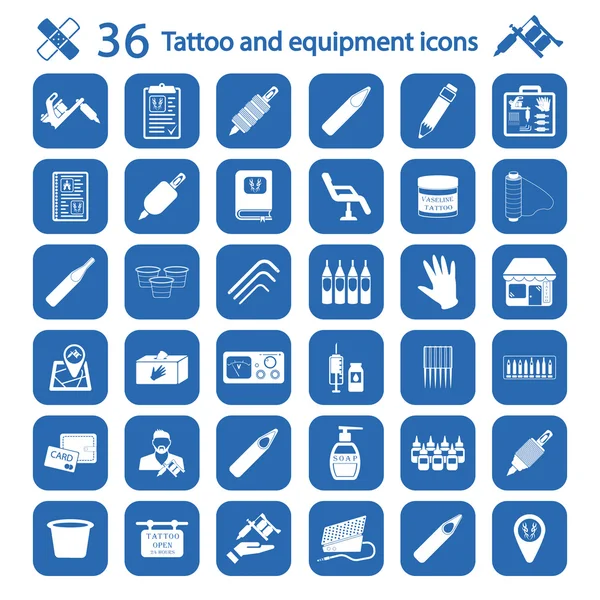 Tattoo studio icon set — Stock Vector