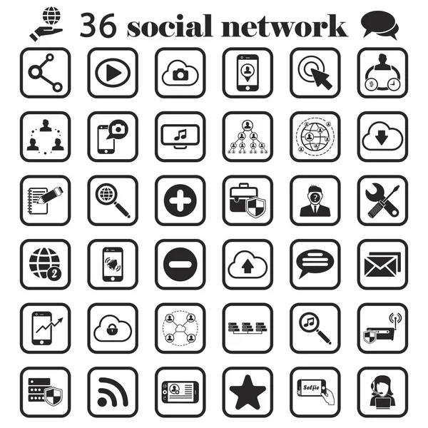 Icono conjunto de redes sociales — Vector de stock