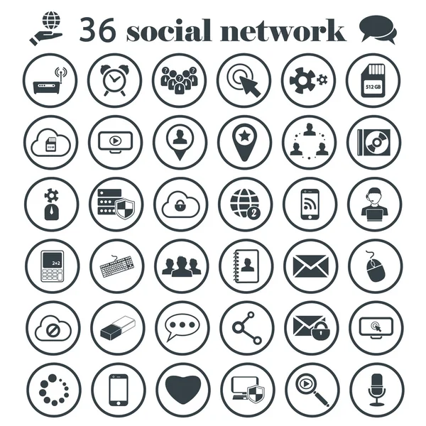 Icono conjunto de redes sociales — Vector de stock