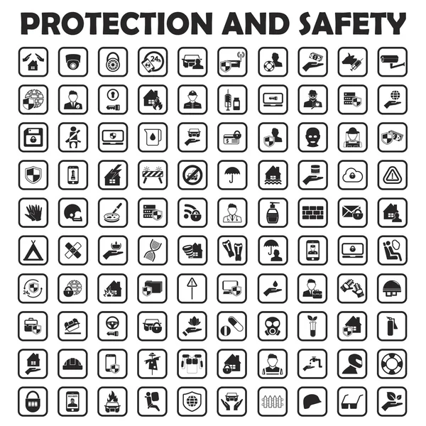 Protection and safety icons set — Stock Vector