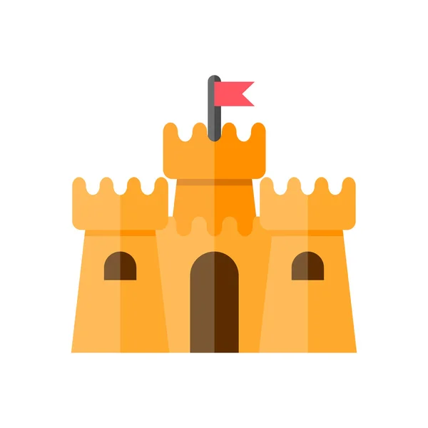 Icono colorido castillo de arena — Vector de stock