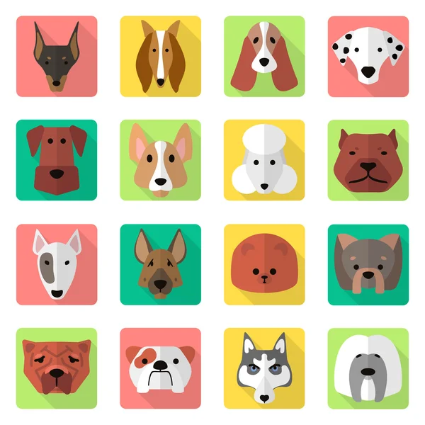 Honden pictogrammen platte set — Stockvector