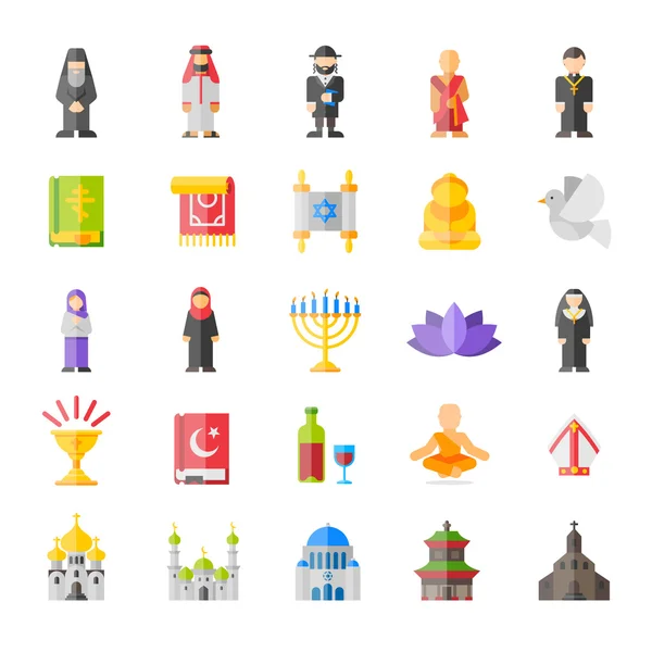 religion flat icons set