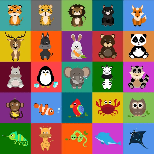 hayvanlar düz Icons set
