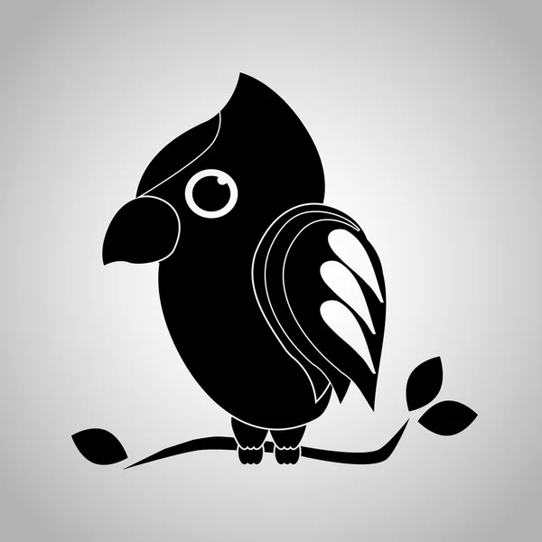 Ikona černé jednoduché papoušek — Stockový vektor
