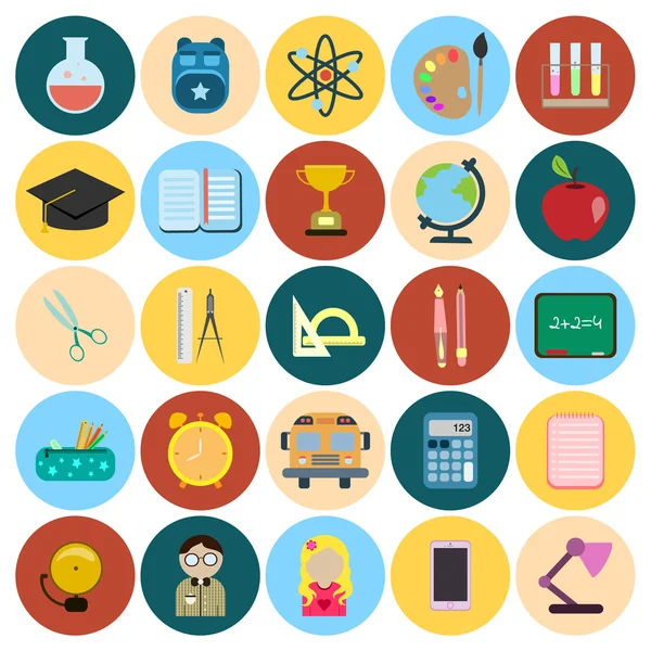 Okul düz Icon set