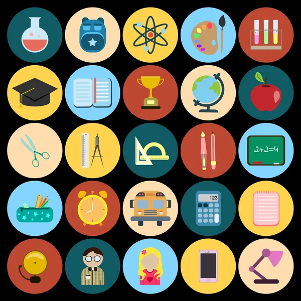 Okul düz Icon set