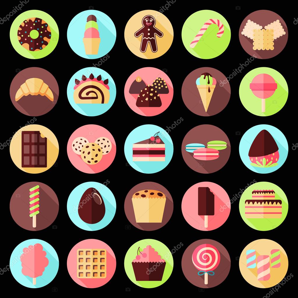 Sweets flat icon set
