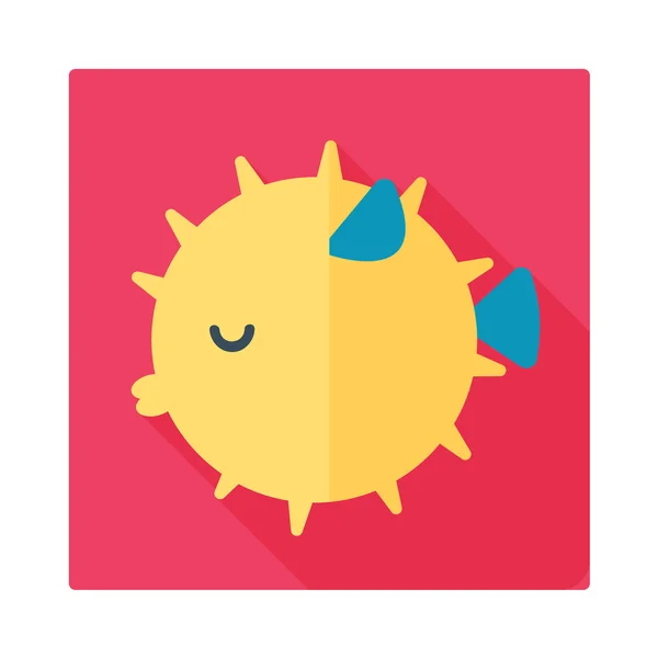 Sea urchin colorful flat icon — Stock Vector