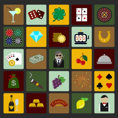 ?asino düz simge seti