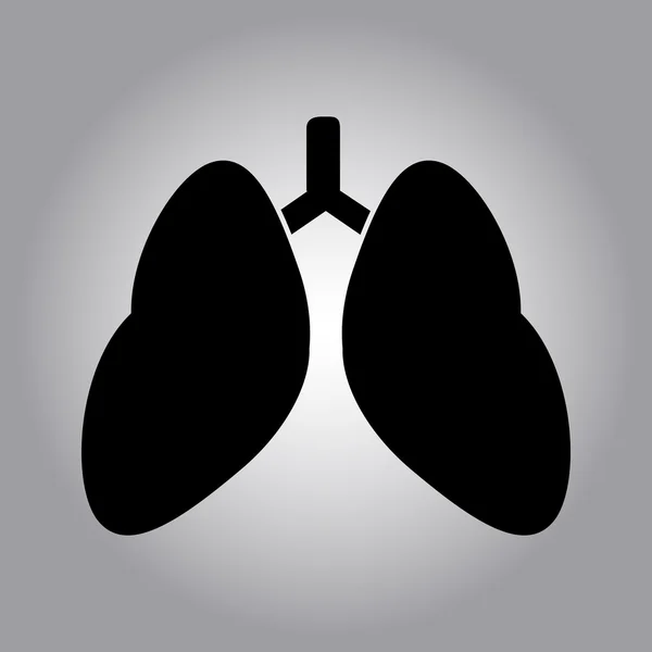 Negro simples pulmones icono — Vector de stock