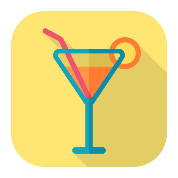 Cocktail de praia ícone plano — Vetor de Stock