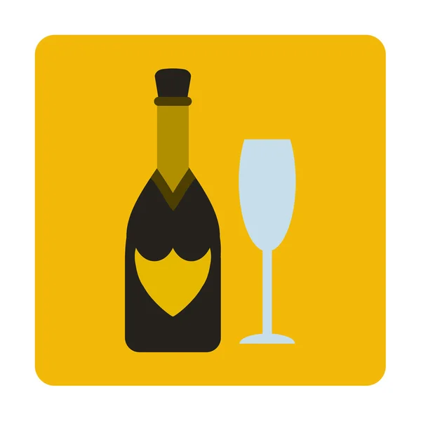 Garrafa de champanhe ícone plano — Vetor de Stock