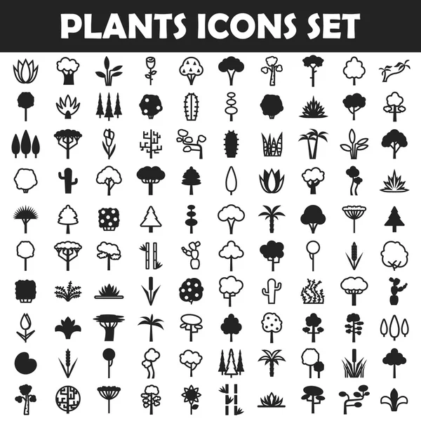 Grandes plantes icône ensemble simple — Image vectorielle