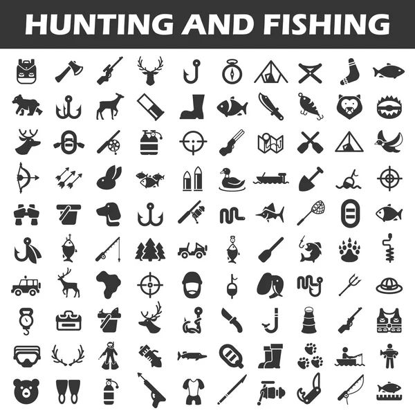 Avlanma ve balıkçılık simgesi seti