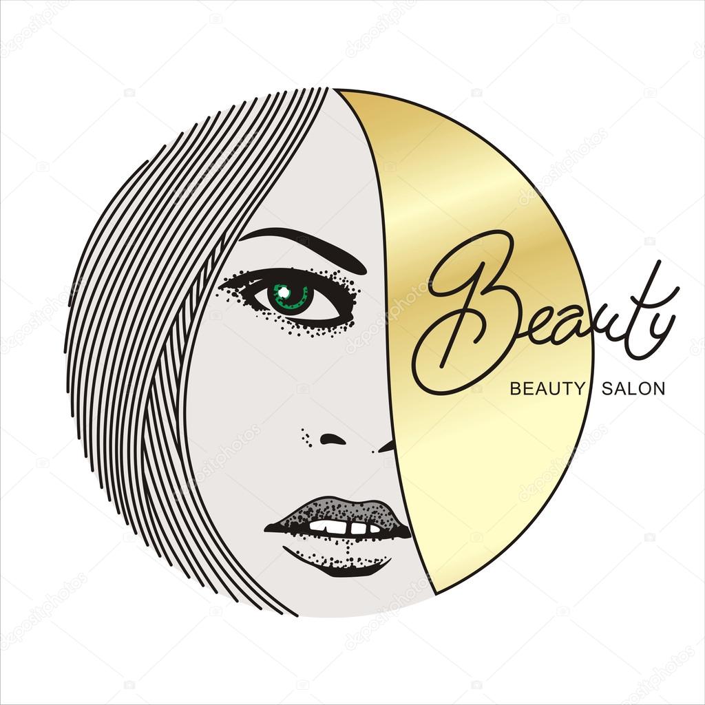Illustration of the girl's face logo on a white background for beauty set1