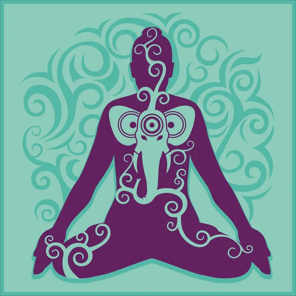 Yoga turquoise background — Stock Vector