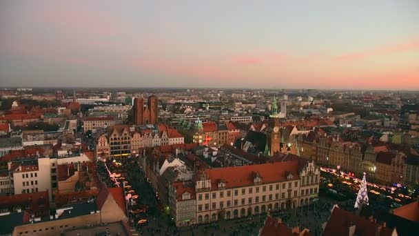 Uitzicht vanaf de kerk St Elizabeth, Wroclaw, Poland_13 — Stockvideo