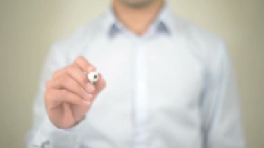 Biz başarılı, şeffaf ekranda yazma yardımcı adam