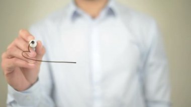 Fikir illüstrasyon, Cloud Computing, adamı şeffaf ekranda yazma