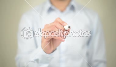 Online bulut güvenlik, şeffaf ekranda yazma adam