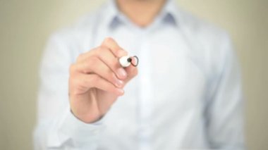 Ağ, iletişim, şeffaf ekranda yazma adam