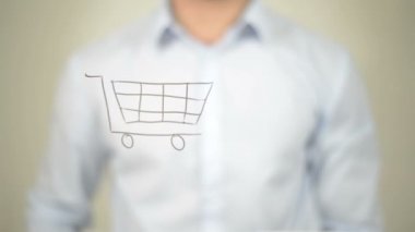 Sepete, şeffaf ekranda yazma adam Ekle