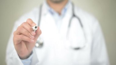 Tıp bilimi, şeffaf ekranda yazma doktor
