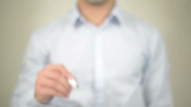 Vakit nakittir, Doları, şeffaf ekranda yazma adam