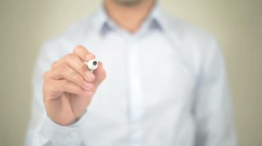 Pazarlama Interated, şeffaf ekranda yazma adam