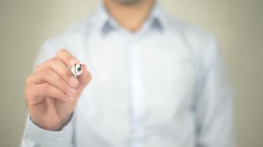 Nasıl kar için emlak piyasası? , adam şeffaf ekran üzerine yazma