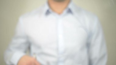 Emlak Planlama, şeffaf ekranda yazma adam