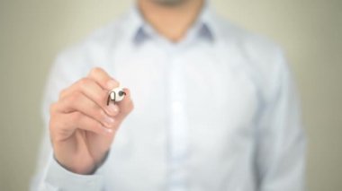 Başarısızlık olarak A bölümü prosedürü, şeffaf ekranda yazma adam kabul