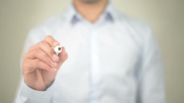 Motive, şeffaf ekranda yazma adam kal