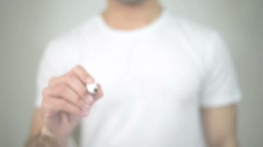 Merhaba Brezilya, şeffaf ekranda yazma adam