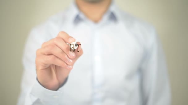 Grandes idées Plus grands résultats, l'homme écrit sur un écran transparent — Video