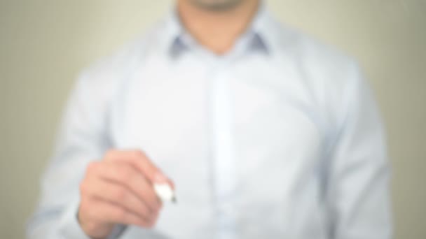 Siempre hay una Oportunidad, hombre escribiendo en pantalla transparente — Vídeos de Stock