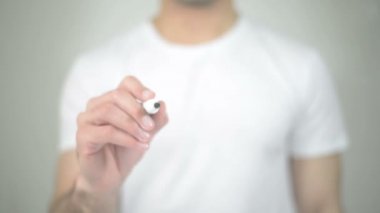 Organik, şeffaf ekranda yazma adam