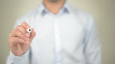 Gelecek bizimdir, şeffaf ekranda yazma adam