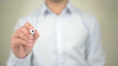Biz grev, şeffaf ekranda yazma adam yapıyor