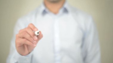 Bir almak bir özgür, şeffaf ekranda yazma adam satın