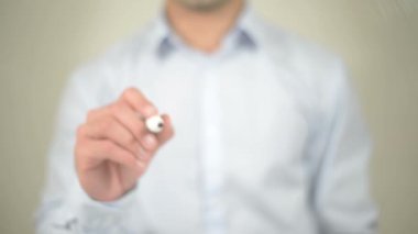 Ödeme anket, şeffaf ekranda yazma adam