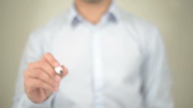 Ücretsiz Consultaion, şeffaf ekranda yazma adam