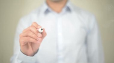 Bir çay alın, şeffaf ekran üzerinde yazılı adam