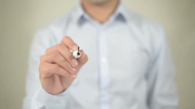 Olay yönetim, şeffaf ekranda yazma adam