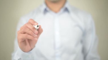Obamacare, şeffaf ekranda yazma adam